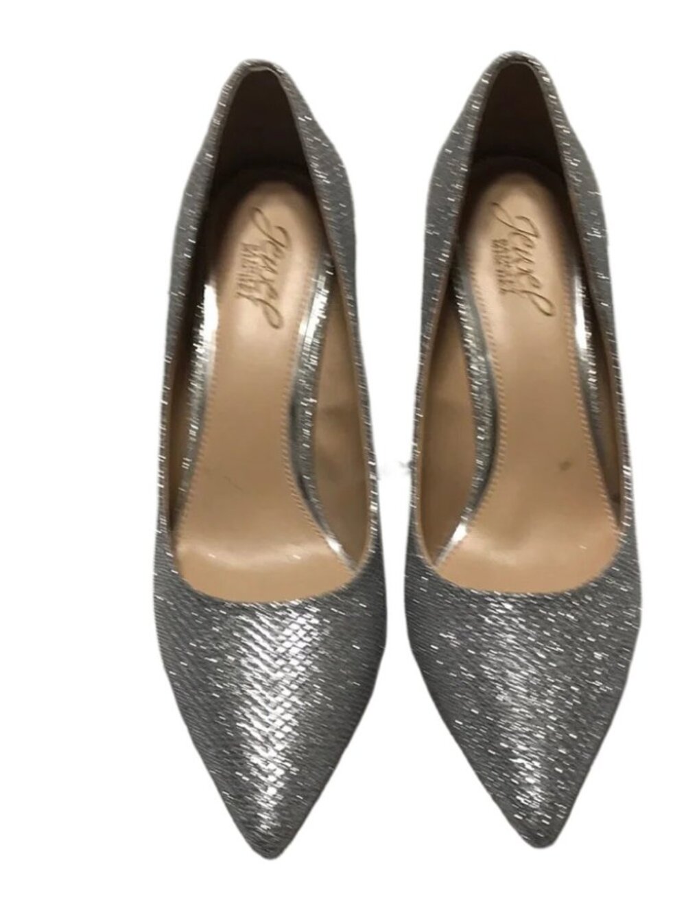 Badgley Mischka silver pumps EUC